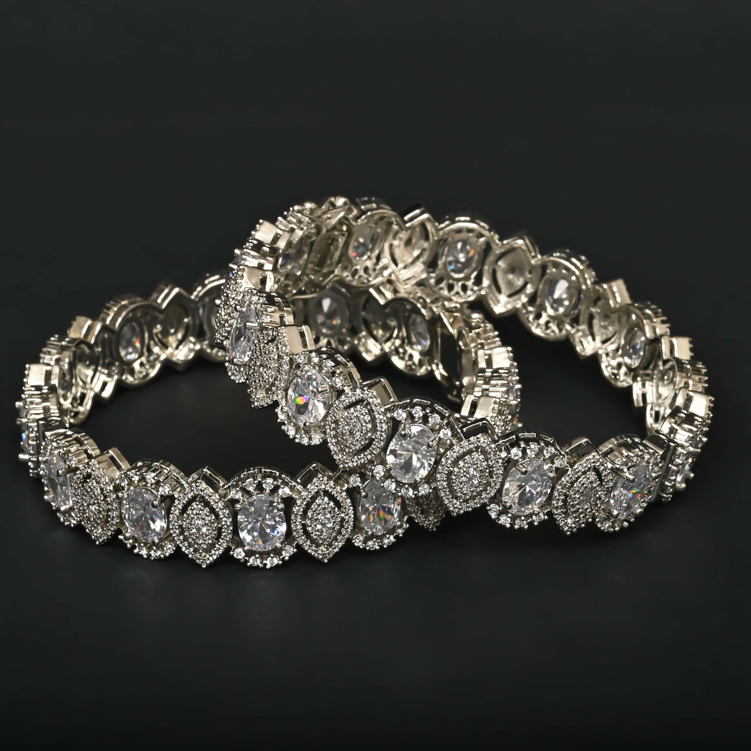 CZ White Gold Bangles