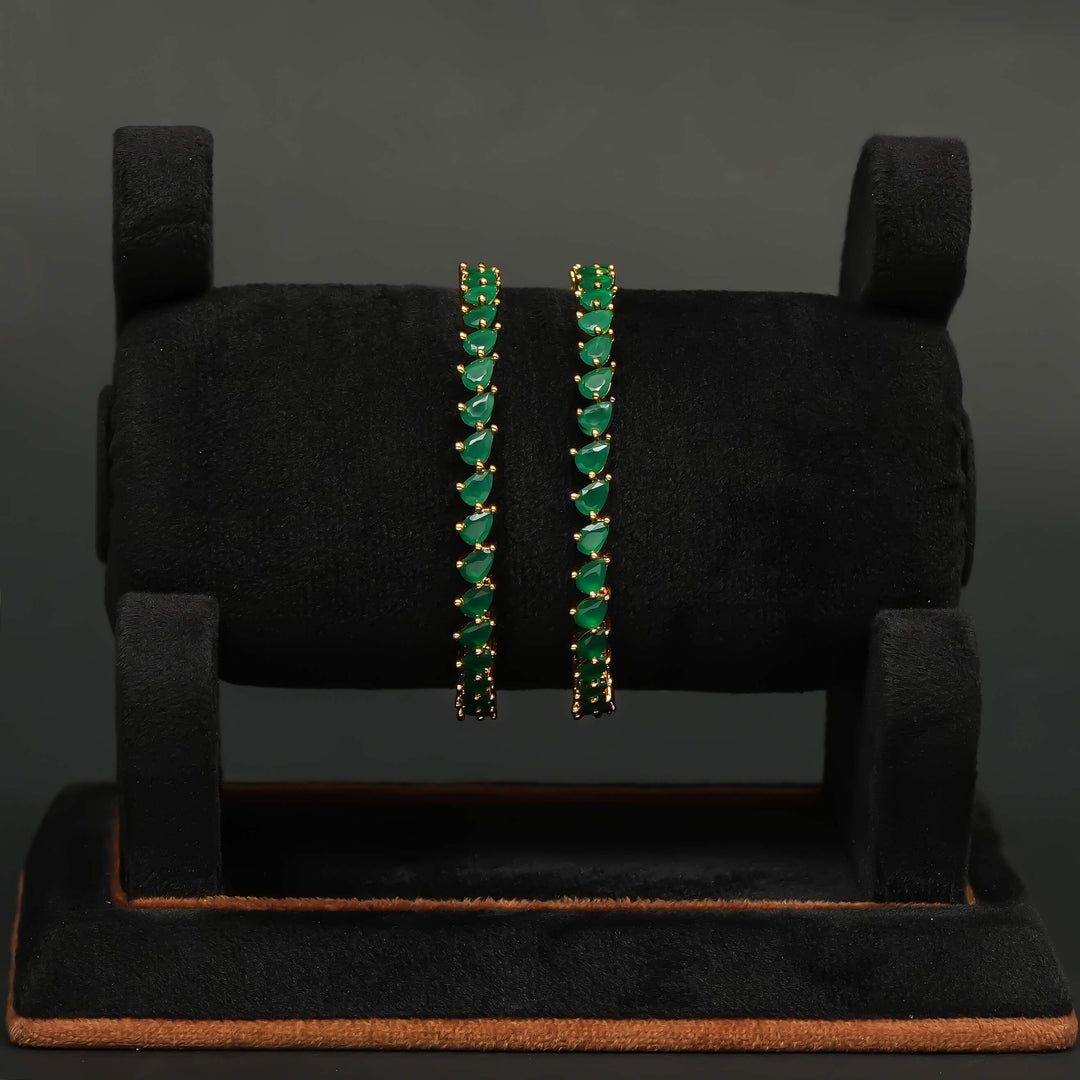 Gold Finish Emerald Bangles