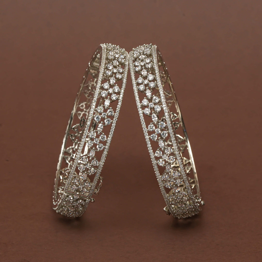 CZ White Gold Bangles