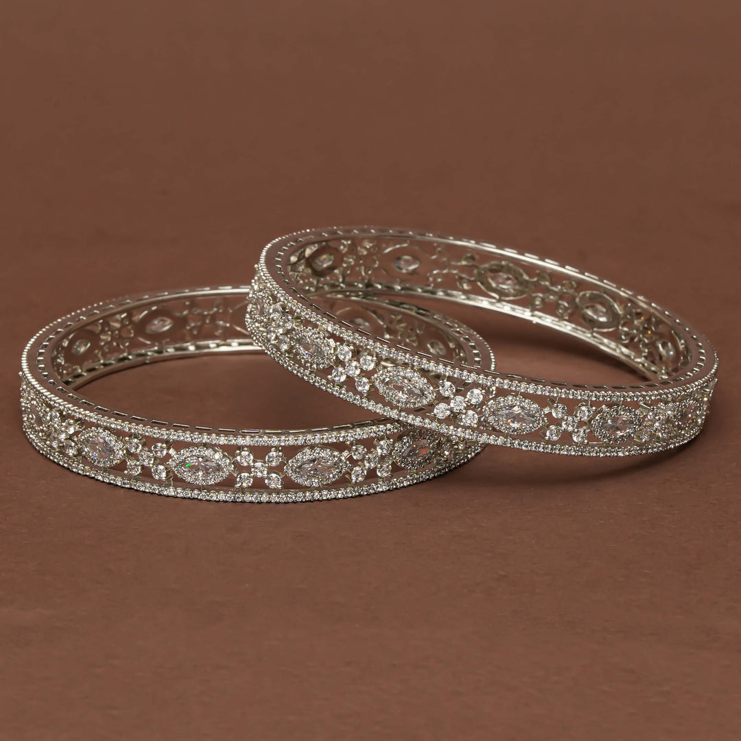 CZ White Gold Bangles
