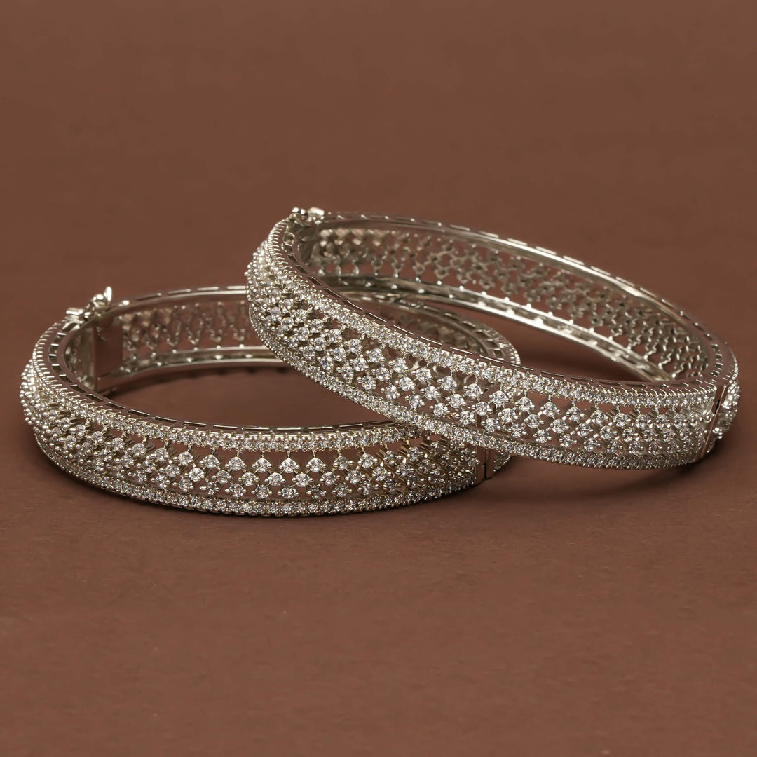 CZ White Gold Bangles