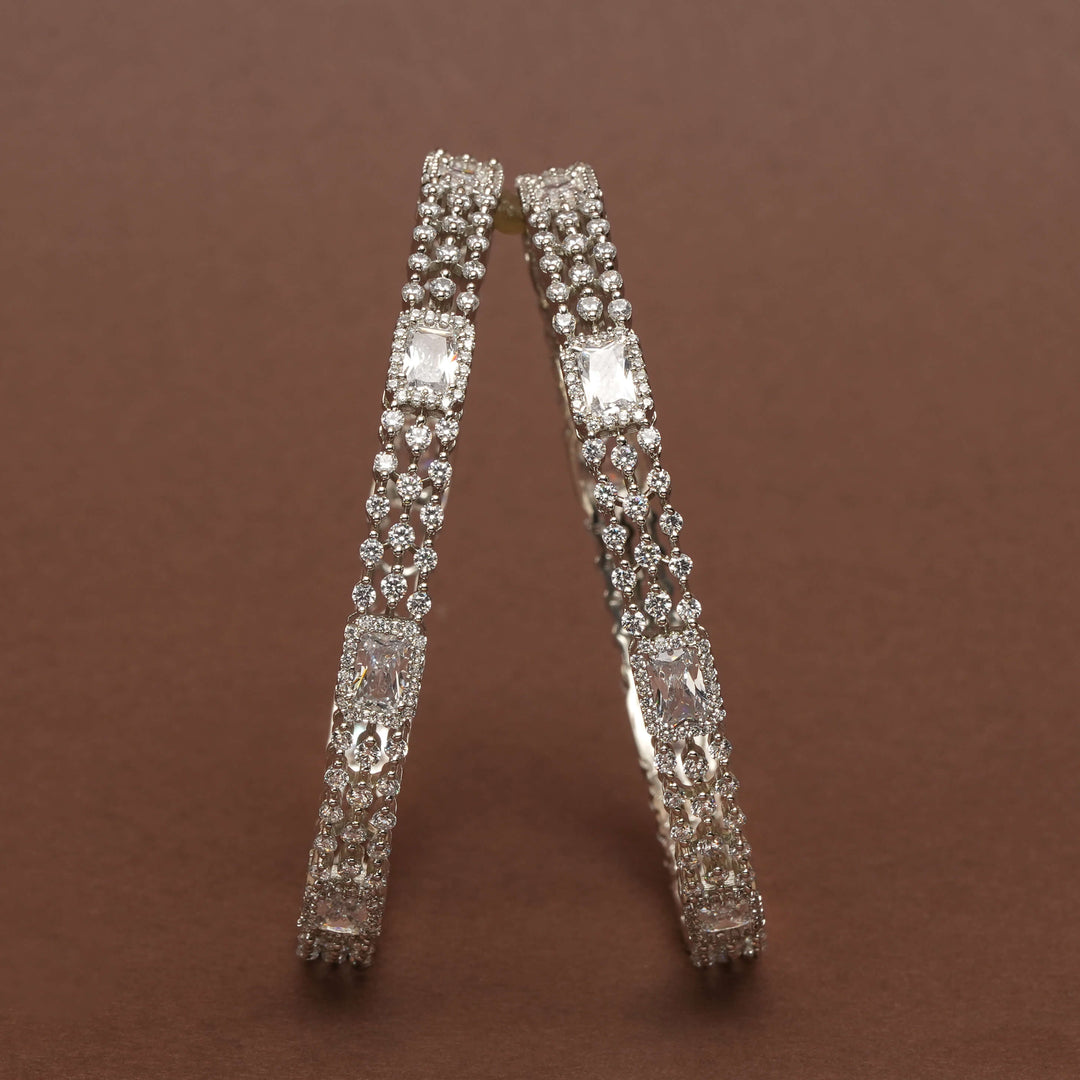 CZ White Gold Bangles