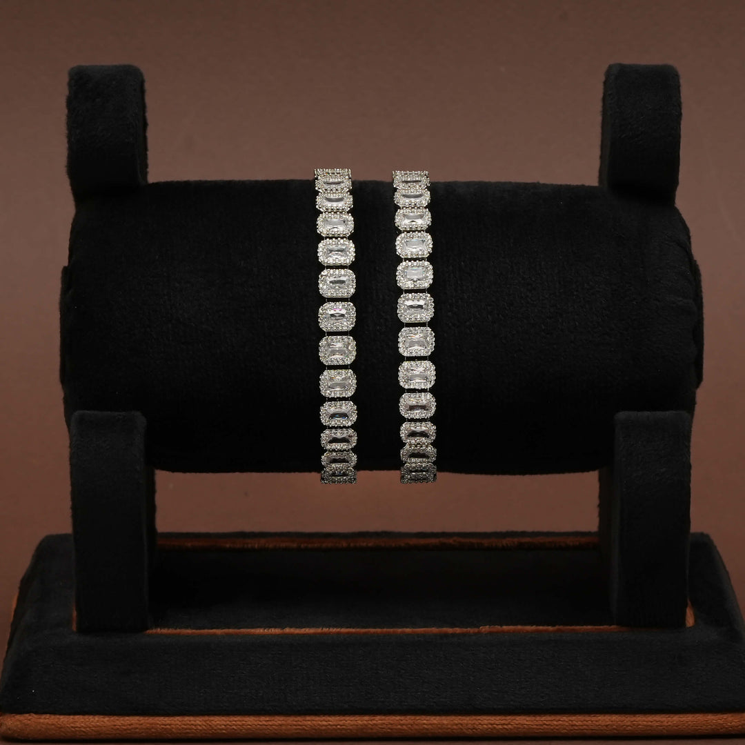 CZ White Gold Bangles