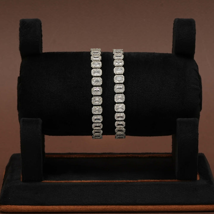 CZ White Gold Bangles