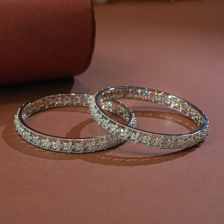 CZ White Gold Bangles
