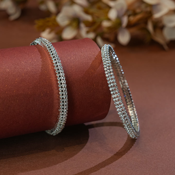 CZ White Gold Bangles