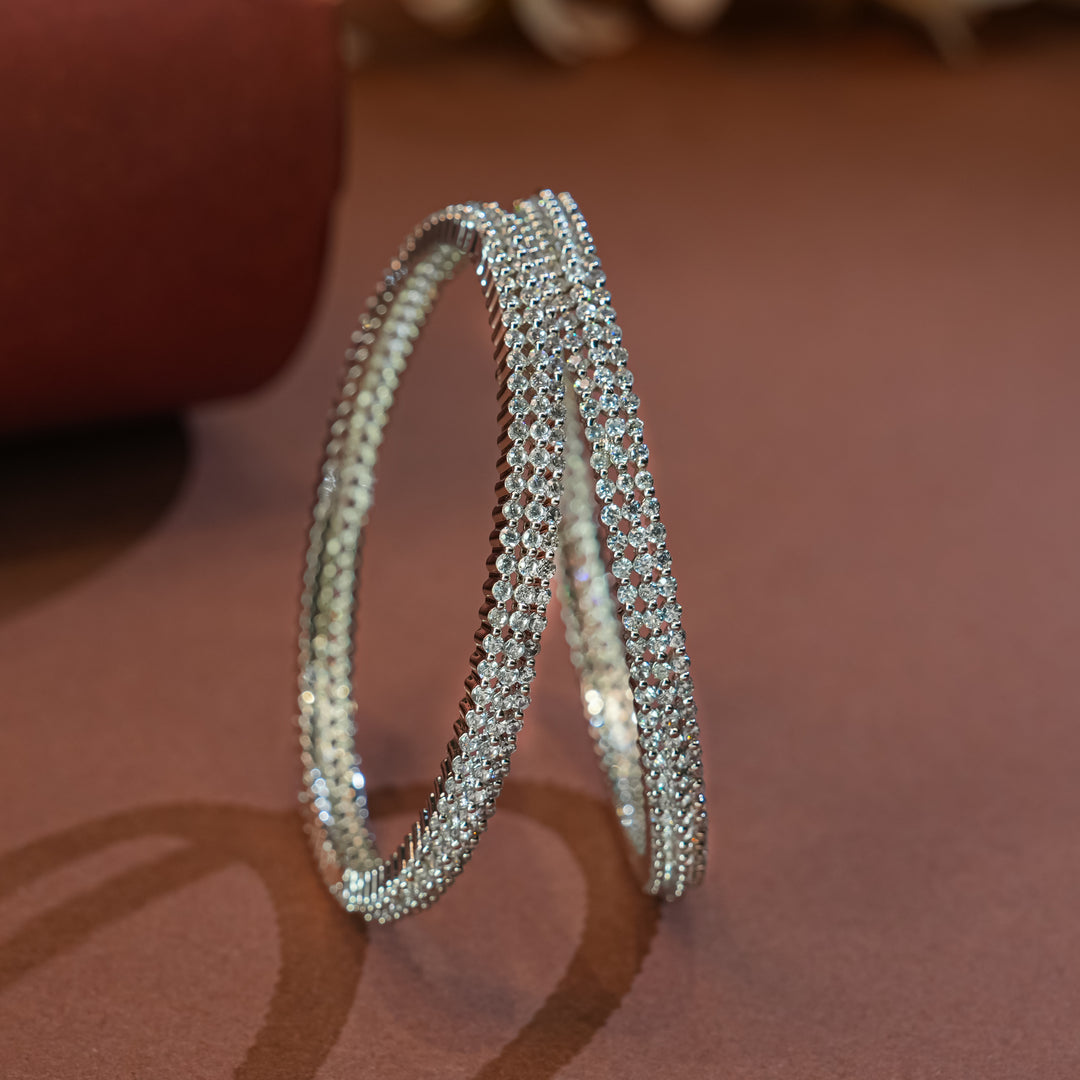 CZ White Gold Bangles