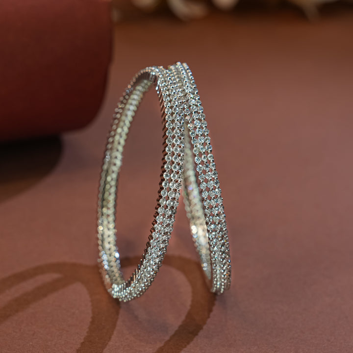 CZ White Gold Bangles