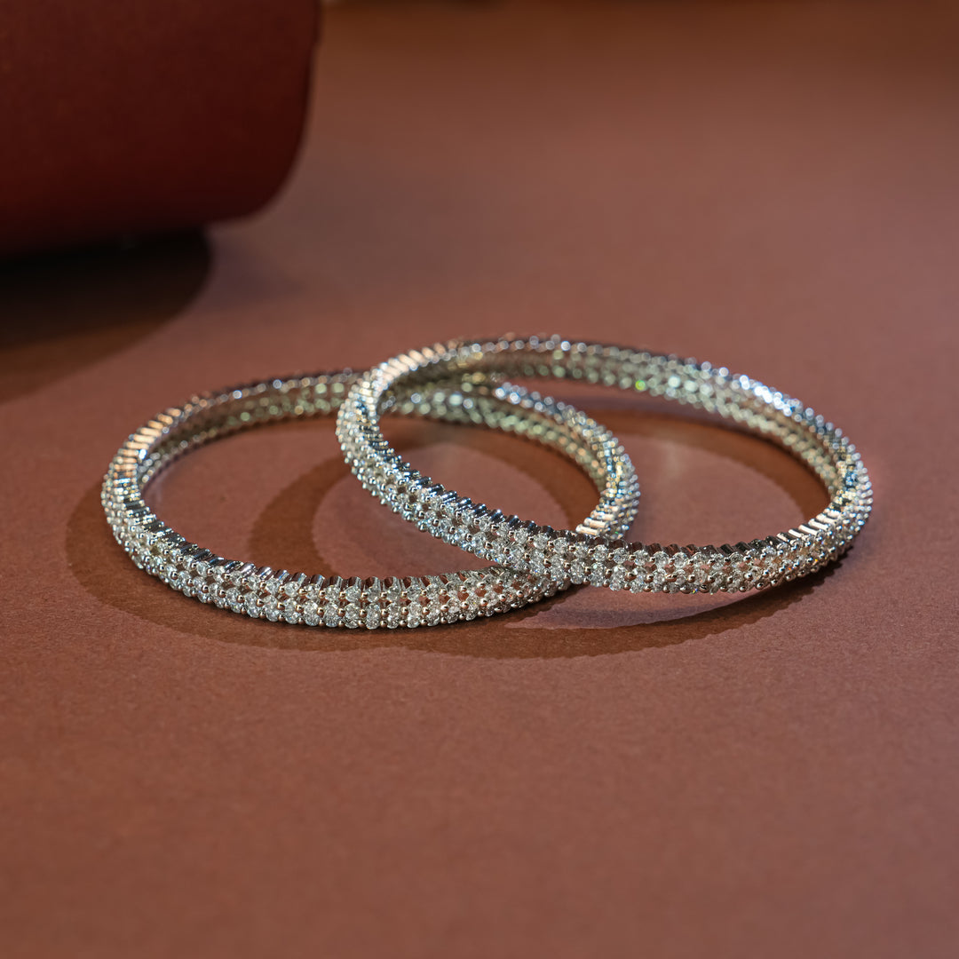 CZ White Gold Bangles