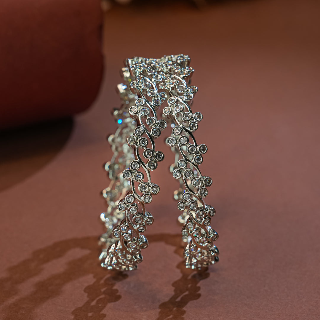 CZ White Gold Bangles