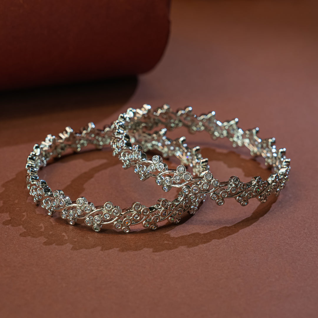 CZ White Gold Bangles