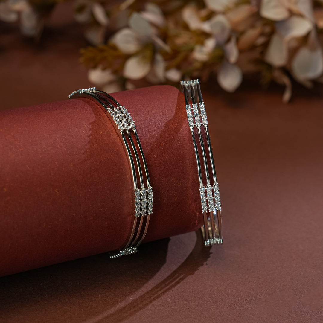 CZ White Gold Bangles