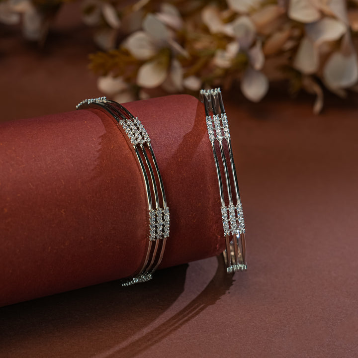 CZ White Gold Bangles