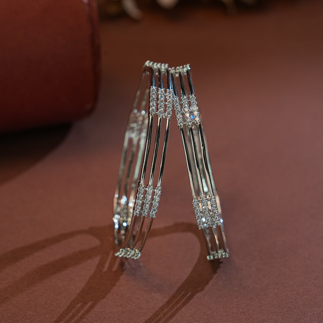 CZ White Gold Bangles