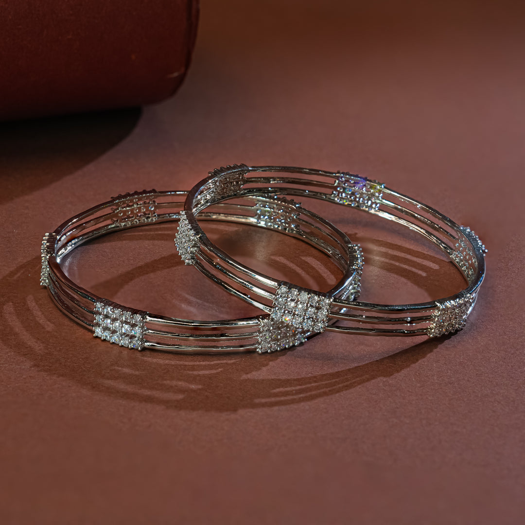 CZ White Gold Bangles