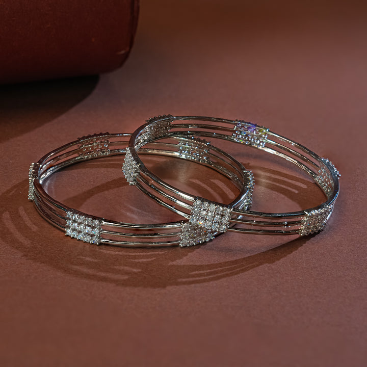 CZ White Gold Bangles