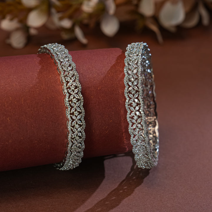 CZ White Gold Bangles