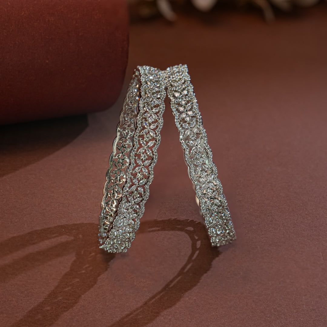 CZ White Gold Bangles