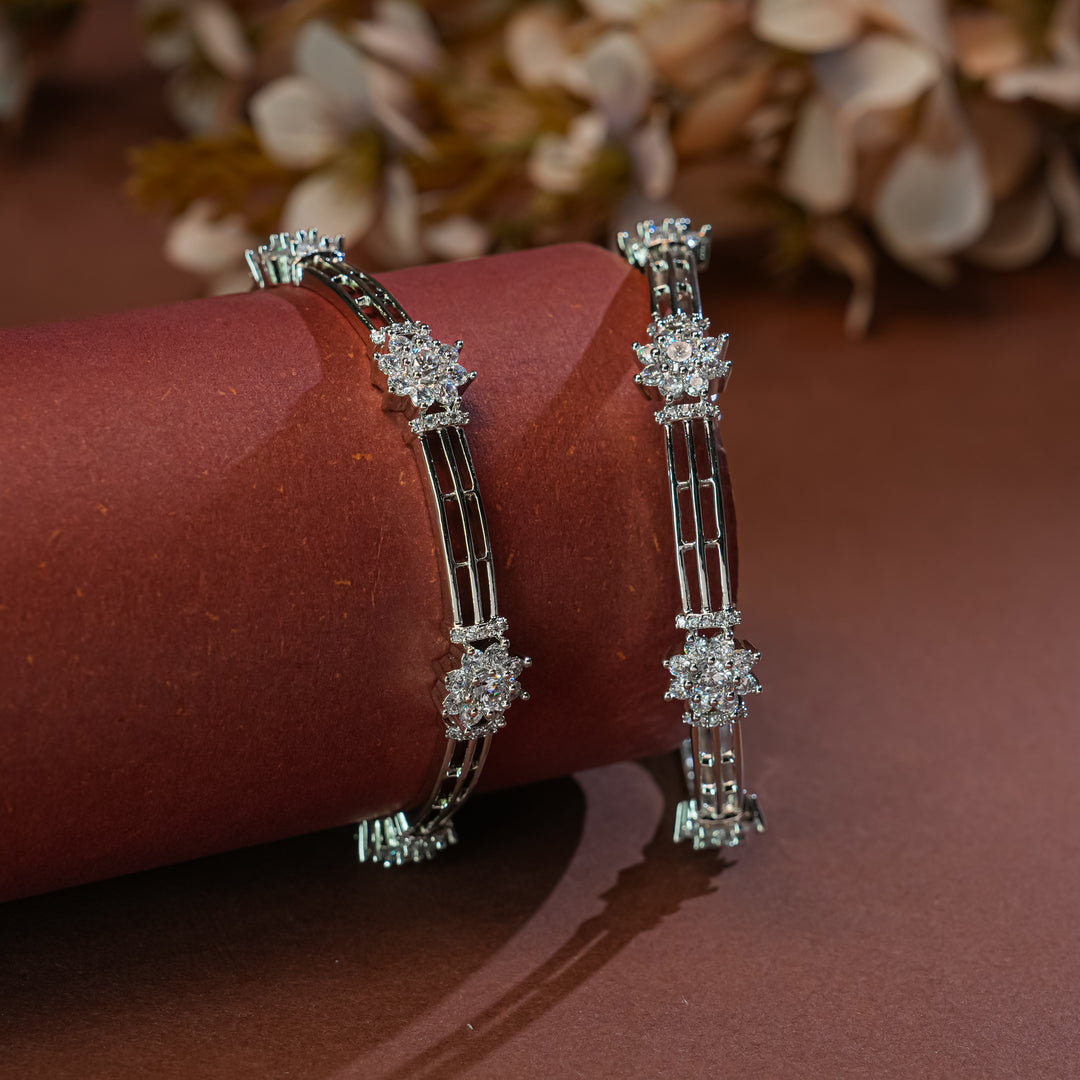 CZ White Gold Bangles