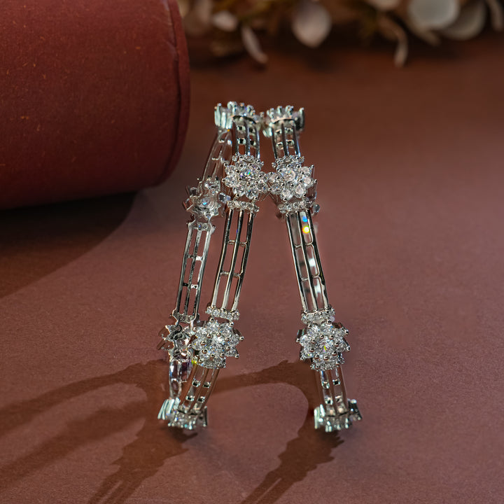 CZ White Gold Bangles