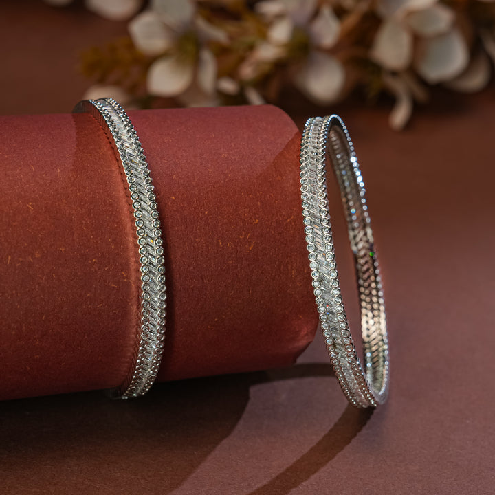 CZ White Gold Bangles