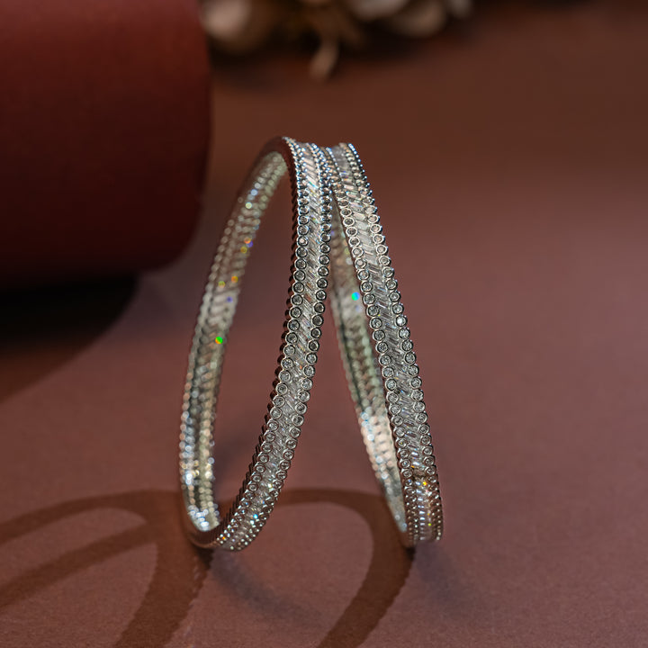 CZ White Gold Bangles