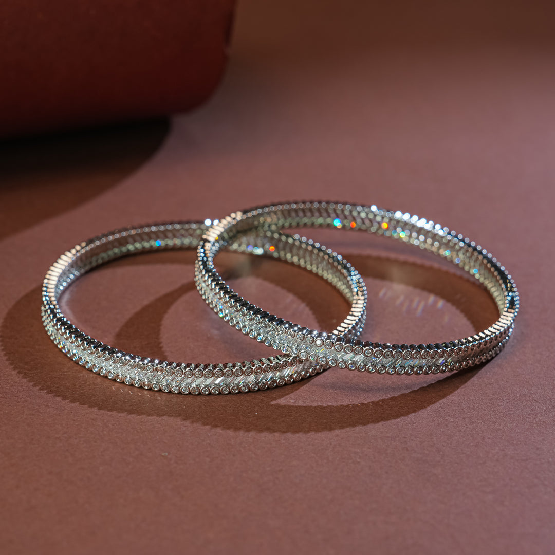 CZ White Gold Bangles