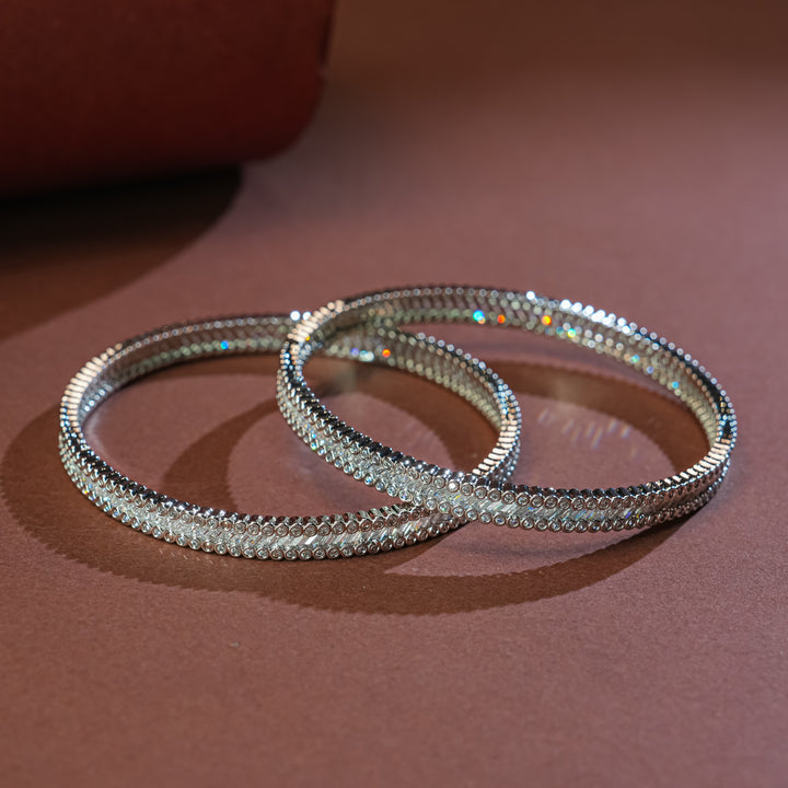 CZ White Gold Bangles