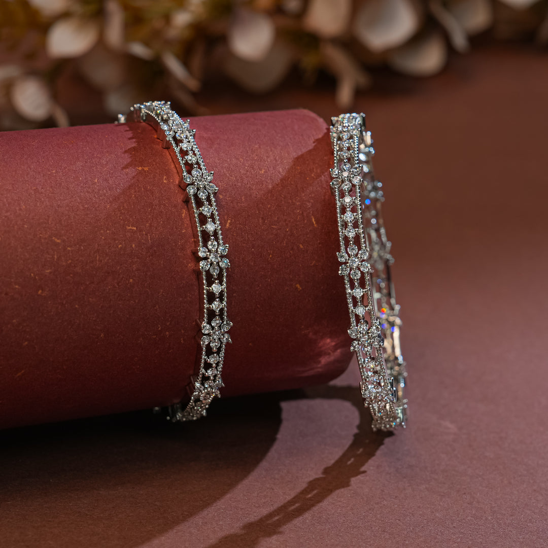 CZ White Gold Bangles