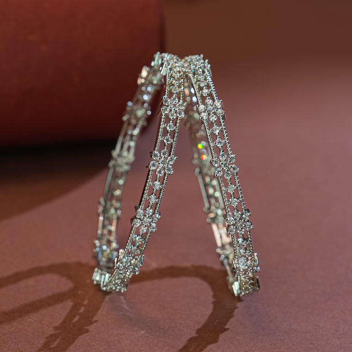 CZ White Gold Bangles