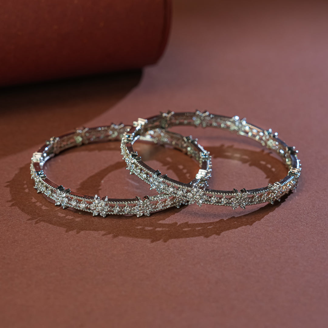 CZ White Gold Bangles