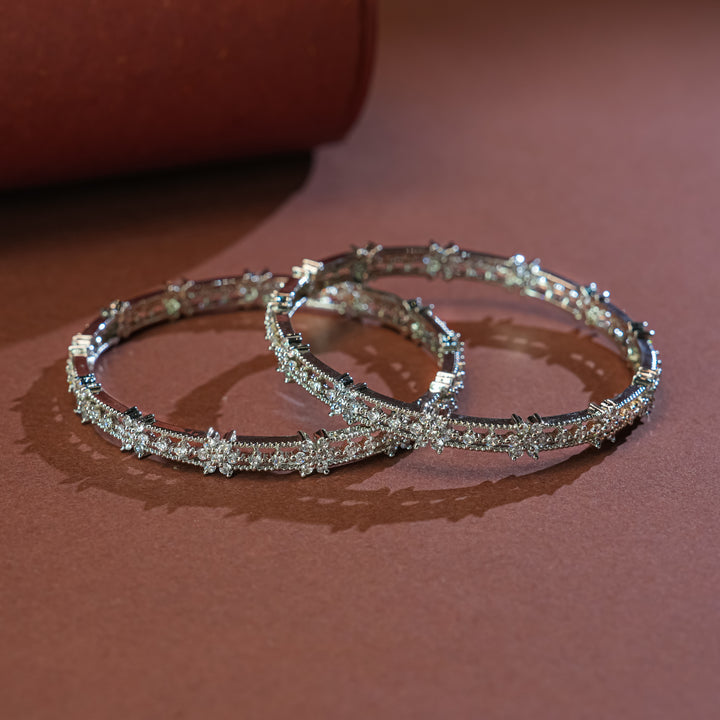 CZ White Gold Bangles