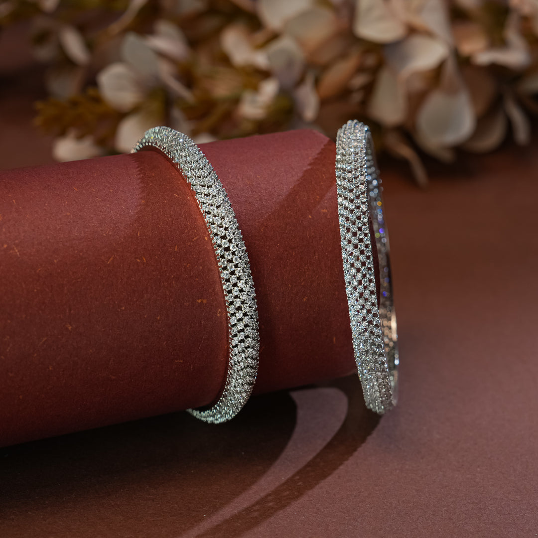 CZ White Gold Bangles