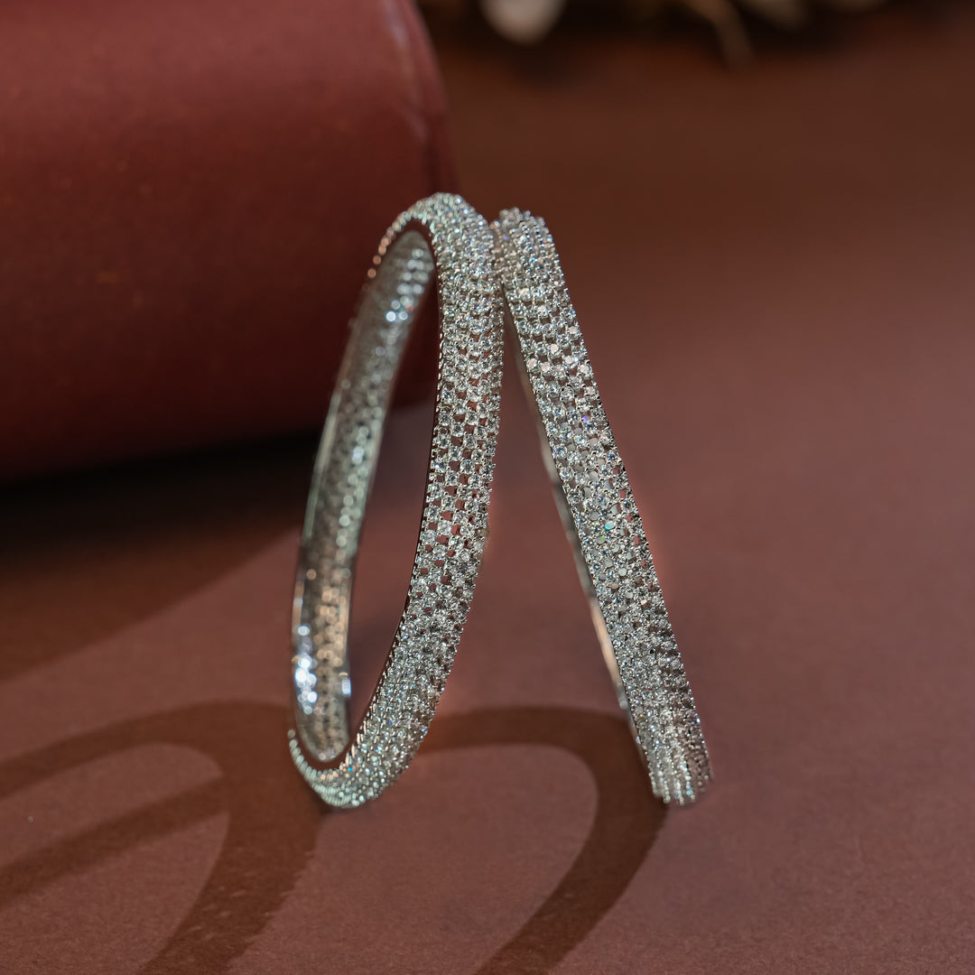 CZ White Gold Bangles