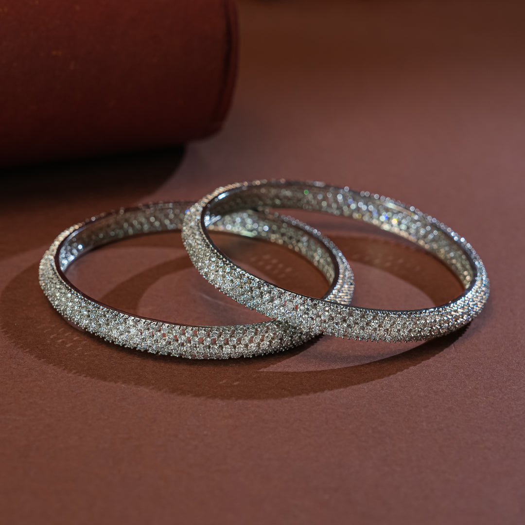 CZ White Gold Bangles
