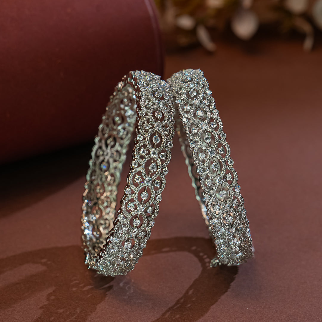 CZ White Gold Bangles