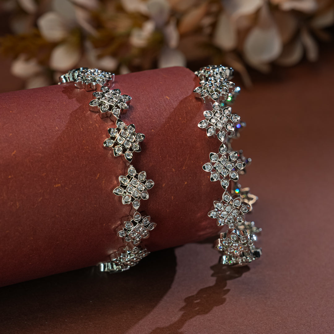 CZ White Gold Finish Bangles