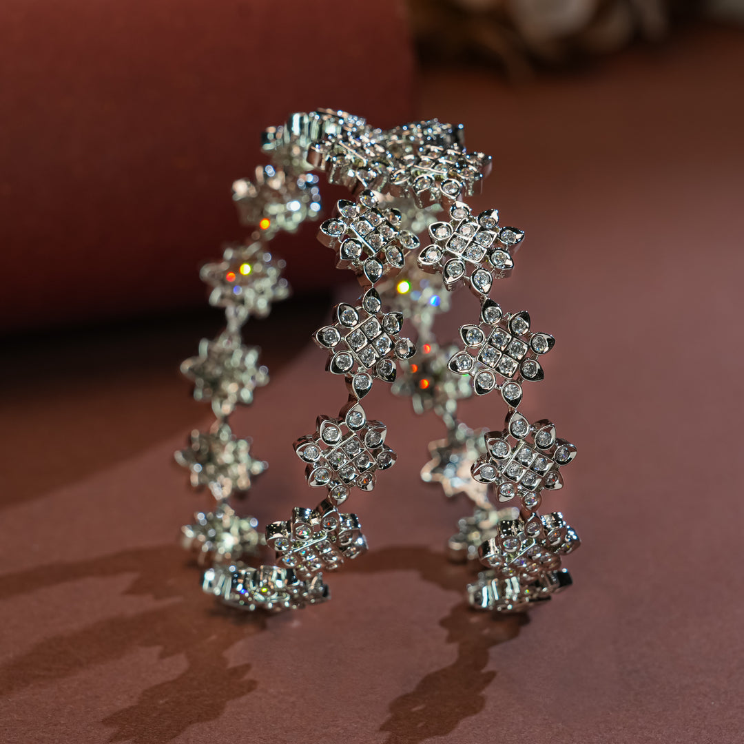 CZ White Gold Finish Bangles