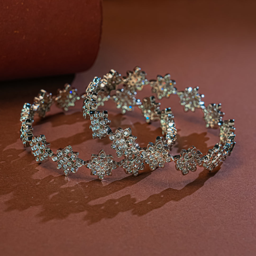CZ White Gold Finish Bangles