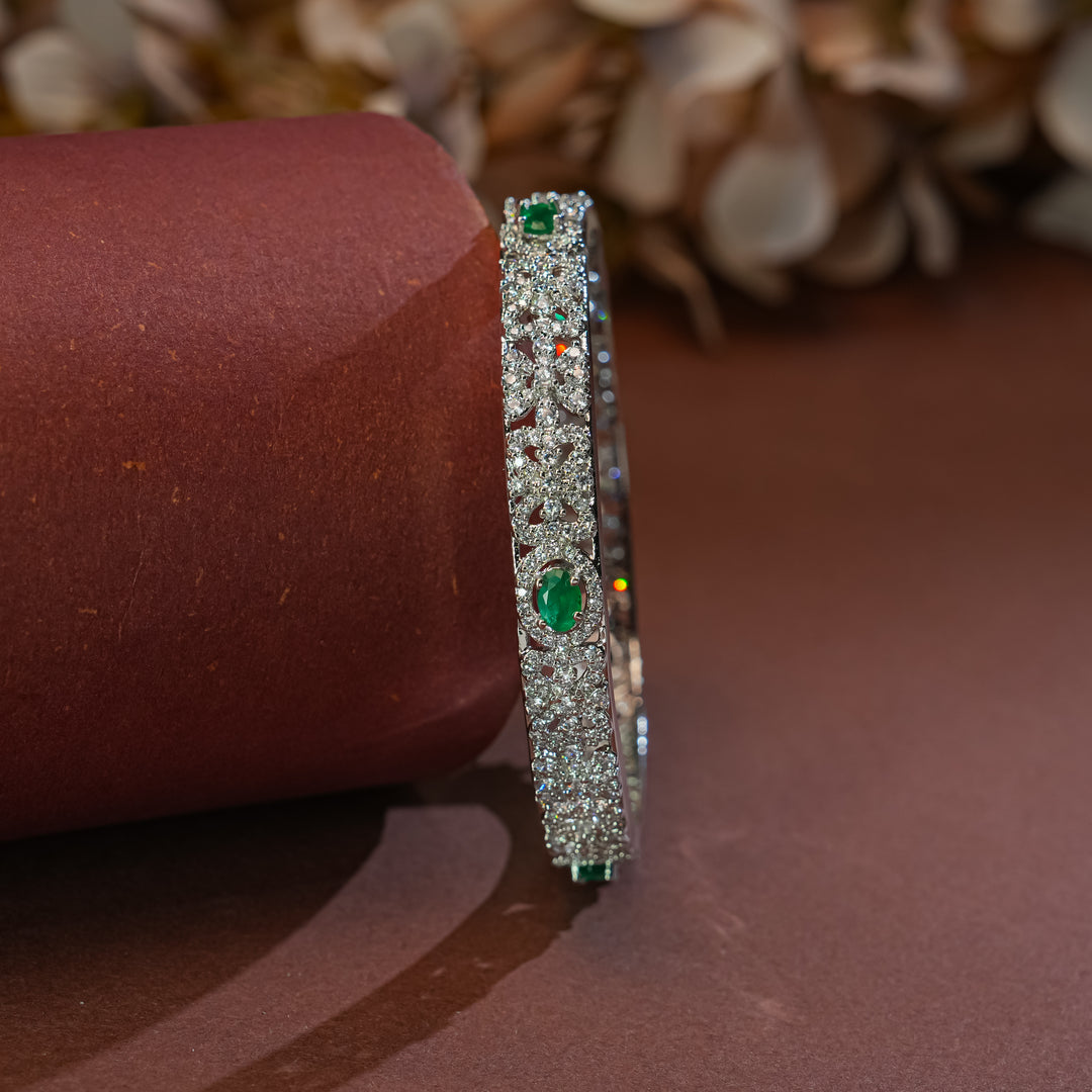 CZ White Gold Finish Bangles