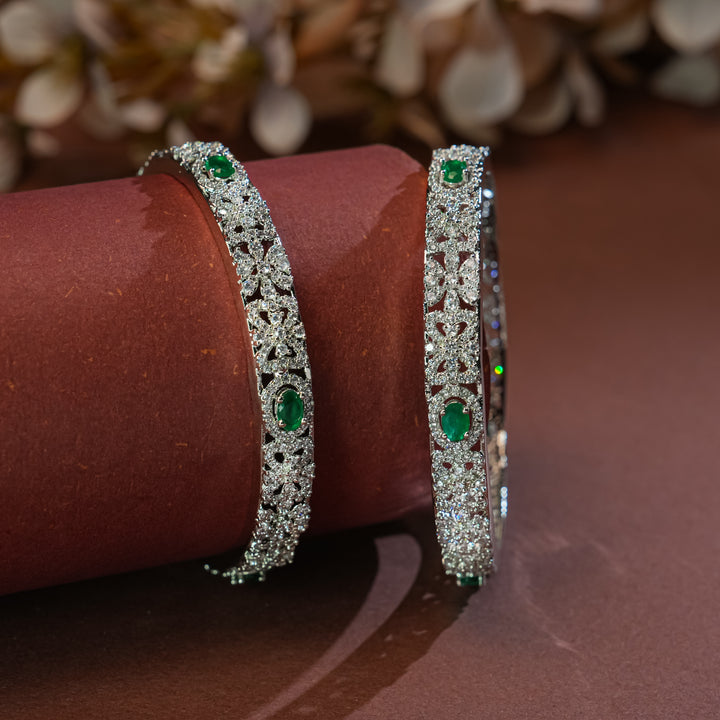 CZ White Gold Finish Bangles