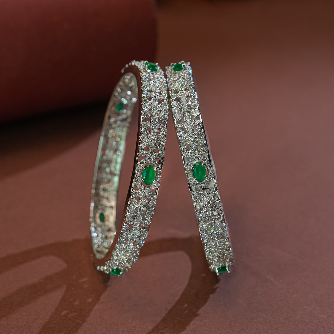 CZ White Gold Finish Bangles