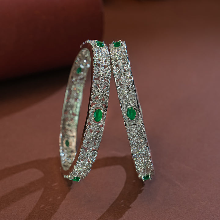 CZ White Gold Finish Bangles