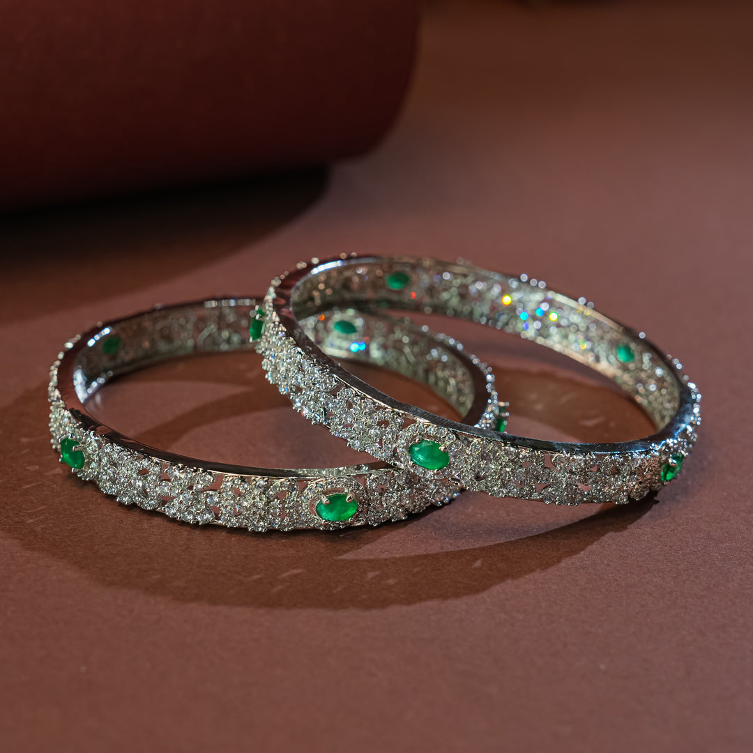 CZ White Gold Finish Bangles