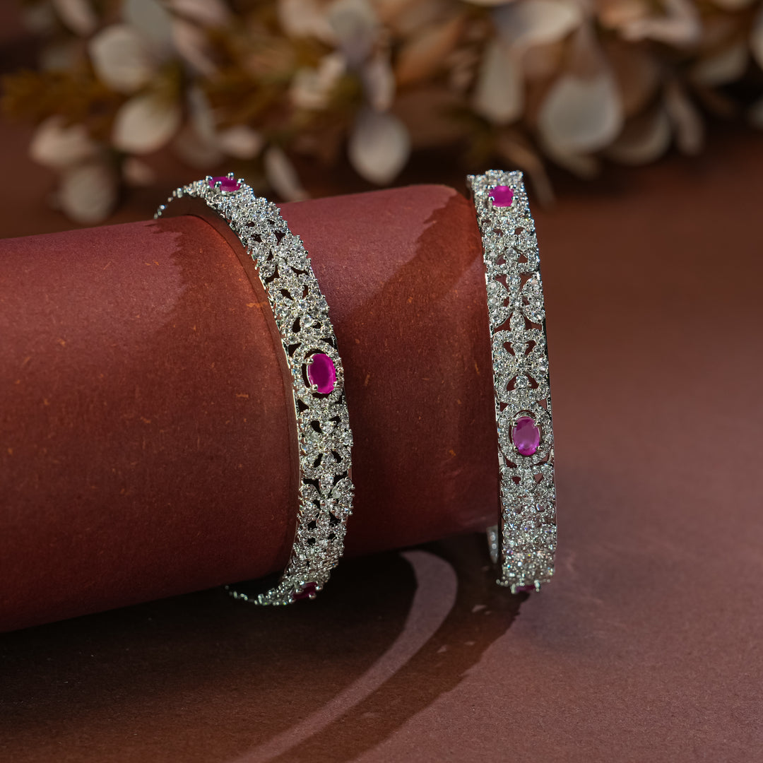 CZ White Gold Finish Bangles