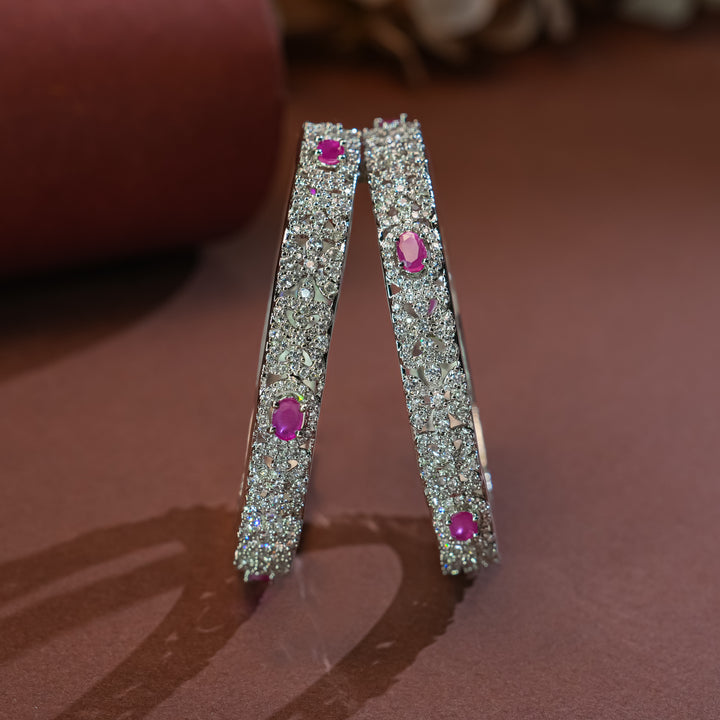 CZ White Gold Finish Bangles