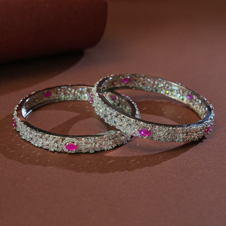 CZ White Gold Finish Bangles