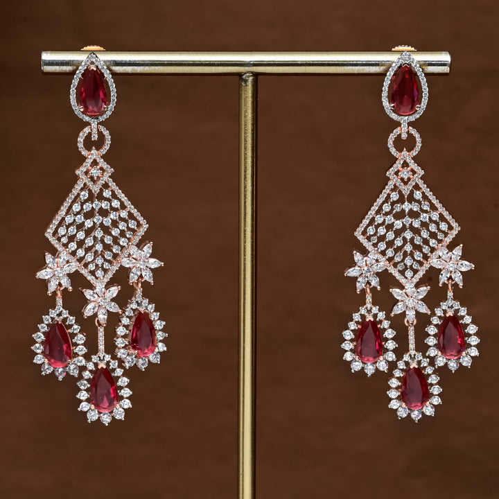 CZ Ruby Earrings