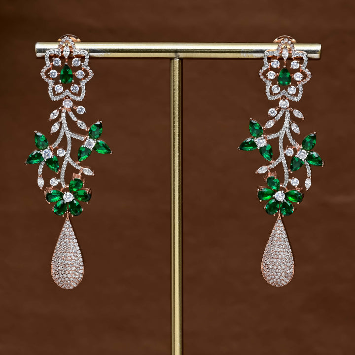 CZ Emerald Rose Gold Earrings