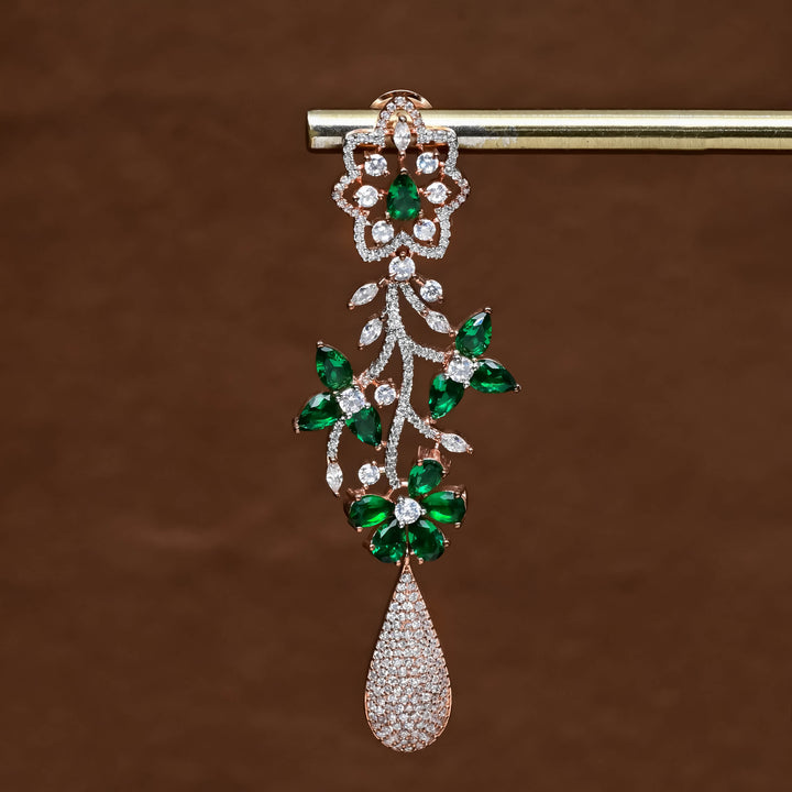 CZ Emerald Rose Gold Earrings